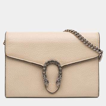 مملوكة مسبقًا Gucci Brown Mini Leather Dionysus Wallet on Chain