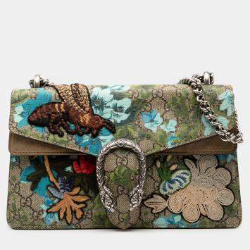 مملوكة مسبقًا Gucci Brown Medium GG Supreme Blooms and Bee Dionysus Shoulder Bag