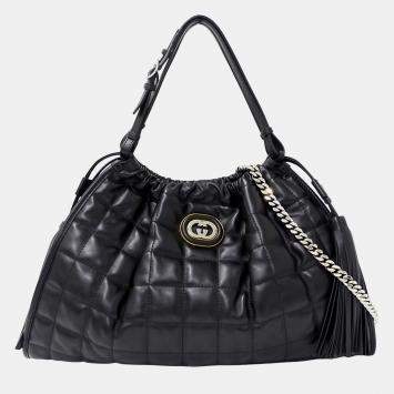 Pre Owned Gucci Gucci Bag Shoulder 2Way New Britt Leather Black Chain