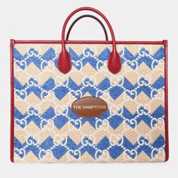 Pre Owned Gucci X Hamptons Limited Edition Canvas GG Tote with Strap