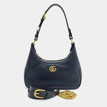Pre Owned Gucci Black Leather Aphrodite Shoulder Bag Small (731817)