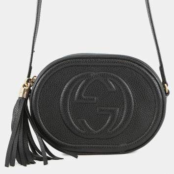 مملوكة مسبقًا Gucci Soho Interlocking G Shoulder Bag Black/Beige Leather