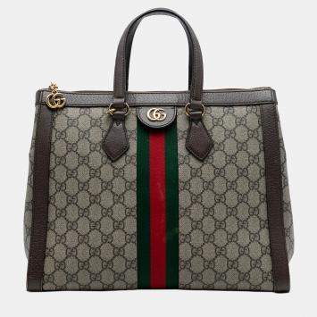Pre Owned Gucci Brown GG Supreme Ophidia Satchel