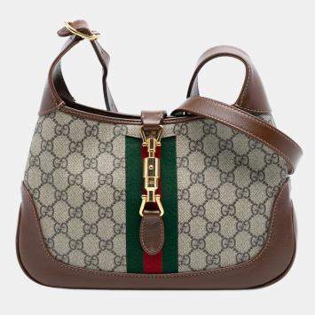 Pre Owned Gucci Brown Small GG Supreme Jackie 1961 Crossbody