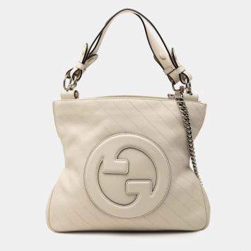 Pre Owned Gucci White Small Matelasse Leather Blondie Tote