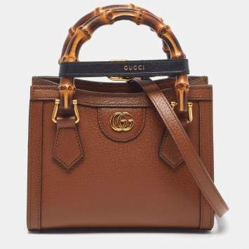 Pre Owned Gucci Diana Mini Brown Leather Tote