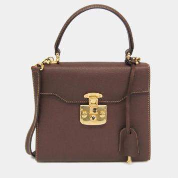 Pre Owned Gucci Lady Rock Brown Leather Handbag Shoulder Bag 