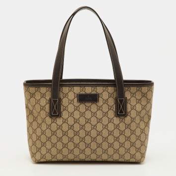 مملوكة مسبقًا Gucci Beige/Brown GG Supreme Canvas and Leather Tote