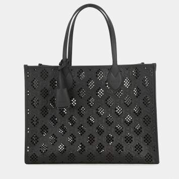 مملوكة مسبقًا Gucci Cutout Motif Tote Bag Black Leather Size Medium