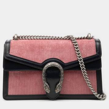 مملوكة مسبقًا Gucci Black Pink Small Bicolor Corduroy Dionysus Shoulder Bag