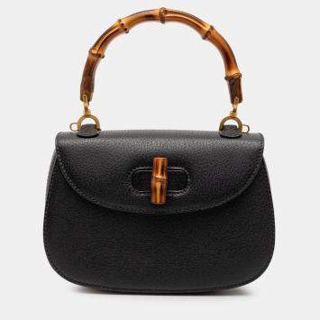 ممل وكة مسبقًا Gucci Black Grained Calfskin Bamboo Night