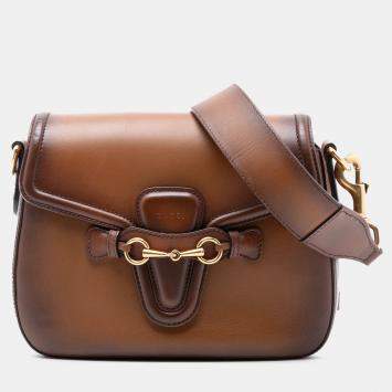 مملوكة مسبقًا Gucci Brown Medium Leather Lady Web Crossbody