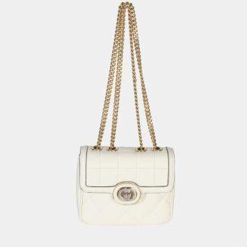 م ملوكة مسبقًا Gucci White Quilted Calfskin Mini Deco Chain Bag