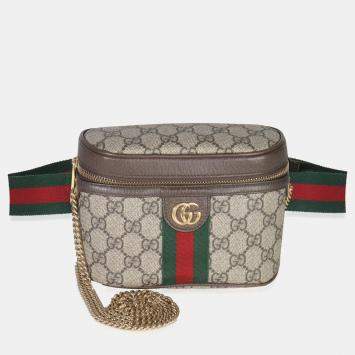 Pre Owned Gucci GG Coated Canvas Ophidia Small Chain Belt Bag
