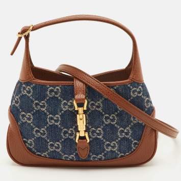 مملوكة مسبقًا Gucci Jackie 1961 Mini Blue/Brown GG Denim and Leather Shoulder Bag