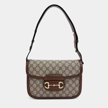 مملوكة مسبقًا حقيبة كتف غوتشي هورسبيت 1955 بيج PVC