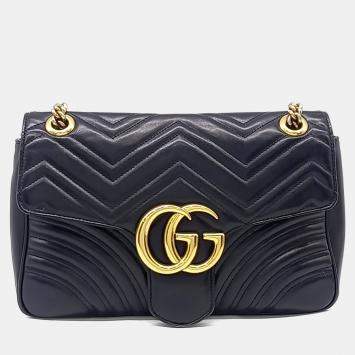 Pre Owned حقيبة كتف غوتشي جلد أسود مارمونت ماتراسيه