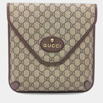 مملوكة مسبقًا حقيبة ماسنجر غوتشي نيو فينتاج GG جلد وبي في سي بيج بني متوسطة
