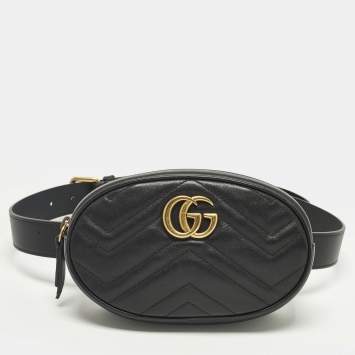 مملوكة مسبقًا Gucci GG Marmont Belt Mini Black Matelassé Leather Bag