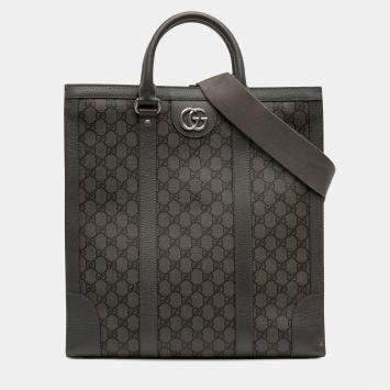 Pre Owned Gucci Grey Medium GG Supreme Ophidia Satchel