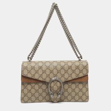 مملوكة مسبقًا Gucci Dionysus Small Beige GG Supreme Canvas and Suede Shoulder Bag
