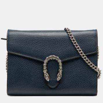 مملوكة مسبقًا Gucci Blue Mini Leather Dionysus Wallet on Chain