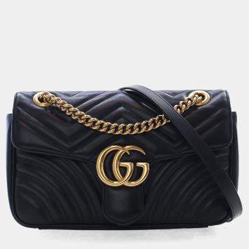 مملوكة مسبقًا Gucci Small Black Calfskin Marmont Flap Bag