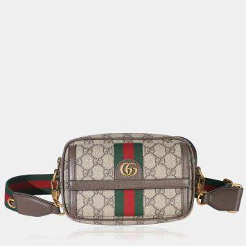 مملوكة مسبقًا Gucci Beige GG Supreme Canvas Ophidia Mini Front Pocket Crossbody Bag