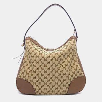 مملوكة مسبقًا Gucci Beige Fabric Jacquard Hobo Bag