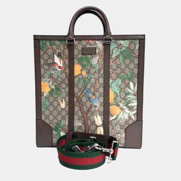 Pre Owned Gucci Beige Brown PVC Bloom Tote and Shoulder Bag