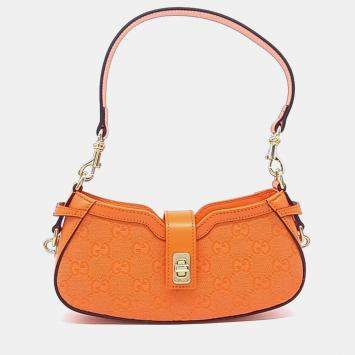 مملوكة مسبقًا Gucci Orange Leather Moon Side Mini Shoulder Bag
