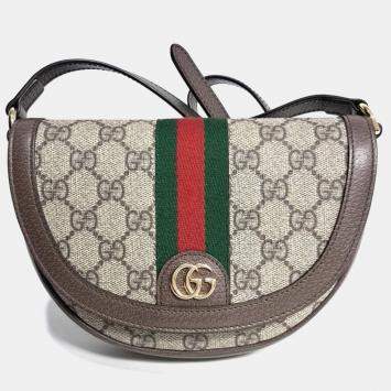 مملوكة مسبقًا Gucci Beige Brown Leather and PVC Ophidia Mini GG Shoulder Bag
