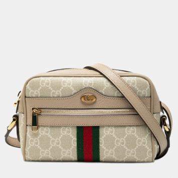 Pre Owned حقيبة كروس بودي غوتشي أوفيديا بناة قماش GG بني فاتح صغير