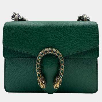 Pre Owned Gucci Green Leather Mini Dionysus Shoulder Bag