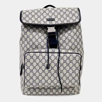 مملوكة مسبقًا Gucci Beige/Navy Blue Canvas Backpack (246898)