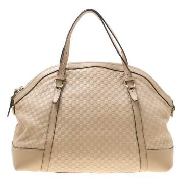 مملوكة مسبقًا Gucci Beige Microguccissima Leather Medium Nice Top Handle Bag