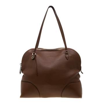 Pre Owned Gucci Brown Leather Bree Dome Satchel