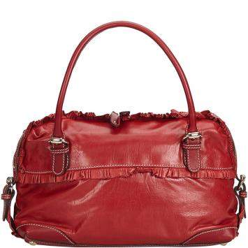 Pre Owned Gucci Red Leather Small Sabrina Top Handle Bag