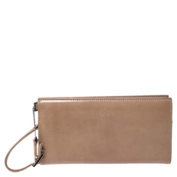 Pre Owned Gucci Light Brown Leather Wristlet Wallet
