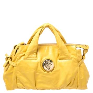 Pre Owned Gucci Mustard Leather Hysteria Tote