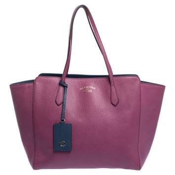 Pre Owned Gucci Old Rose Leather Large Swing Shopper Tote