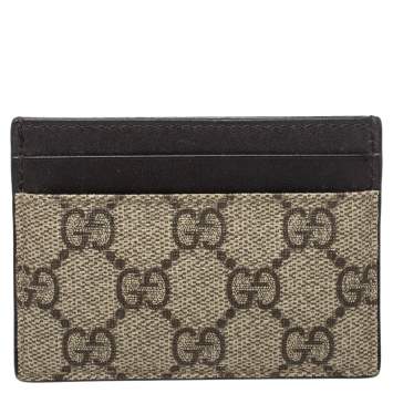 Pre Owned Gucci Beige GG Supreme Canvas Card Holder