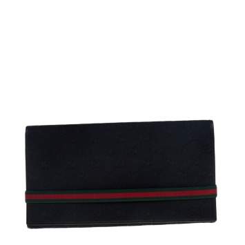 Pre Owned Gucci Black GG Canvas Web Stripe Clutch