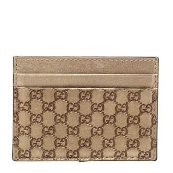 Pre Owned Gucci Metallic Beige Microguccissima Leather Card Holder