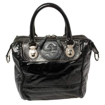Pre Owned Gucci Black Coated Canvas and Leather Dialux Snow Glam Boston Bag
