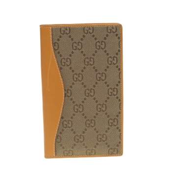 Pre Owned Gucci Beige Supreme Canvas And Leather Wallet 