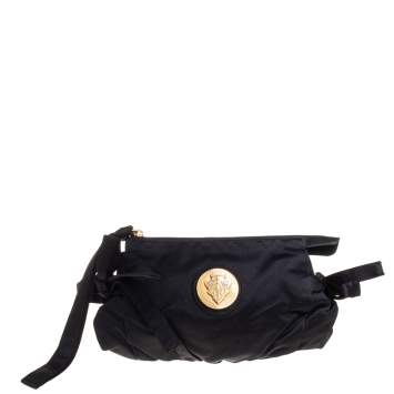 Pre Owned Gucci Black Satin Small Hysteria Wristlet Clutch