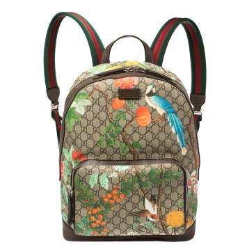 Pre Owned Gucci Multicolor GG Supreme Tian Print Canvas and Leather Backpack