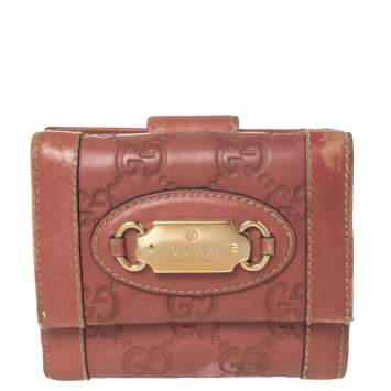 Pre Owned Gucci Pink Guccissima Leather French Wallet