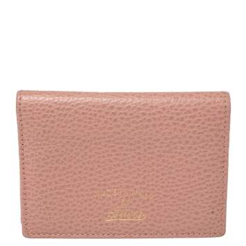 Pre Owned Gucci Pink Leather Card Holder